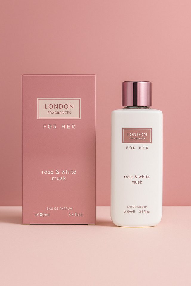 Fine Perfumery London Eau de Parfum London Fragrances For Her Rose & Weißer Moschus Made in England 100 ml von Fine Perfumery London