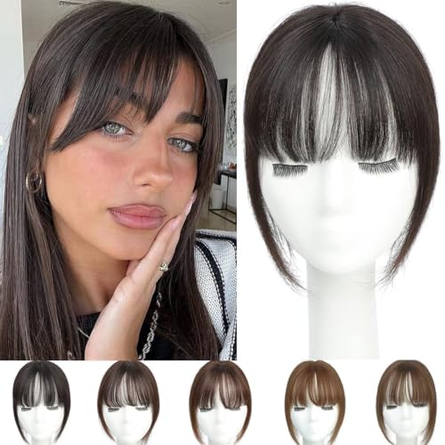 Hair Topper für Frauen mit Pony 360 Haar Topper für dünner werdendes Haar Echthaar Extensions mit Clip in Pony von Fine Plus