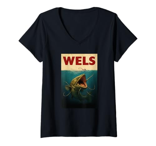 Damen WELS - Der Angriff aus der Tiefe T-Shirt mit V-Ausschnitt Damen WELS - Der Angriff aus der Tiefe T-Shirt mit V-Ausschnitt von Fine WELS Apparel