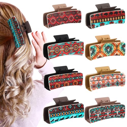 FineCheer Westliche Haarklammern, Weihnachtsmotiv, Leder, Hochlandkuh, große Haarklammern, Western-Haar-Accessoires für Damen, langes kurzes Haar, 8 Stück FineCheer Westliche Haarklammern, Weihnachtsmotiv, Leder, Hochlandkuh, große Haarklammern, Western-Haar-Accessoires für Damen, langes kurzes Haar, 8 Stück von FineCheer