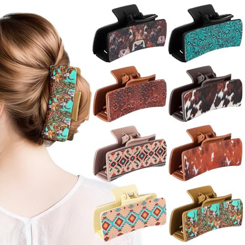 FineCheer Westliche Haarklammern, Weihnachtsmotiv, Leder, Hochlandkuh, große Haarklammern, Western-Haar-Accessoires für Damen, langes kurzes Haar, 8 Stück FineCheer Westliche Haarklammern, Weihnachtsmotiv, Leder, Hochlandkuh, große Haarklammern, Western-Haar-Accessoires für Damen, langes kurzes Haar, 8 Stück von FineCheer