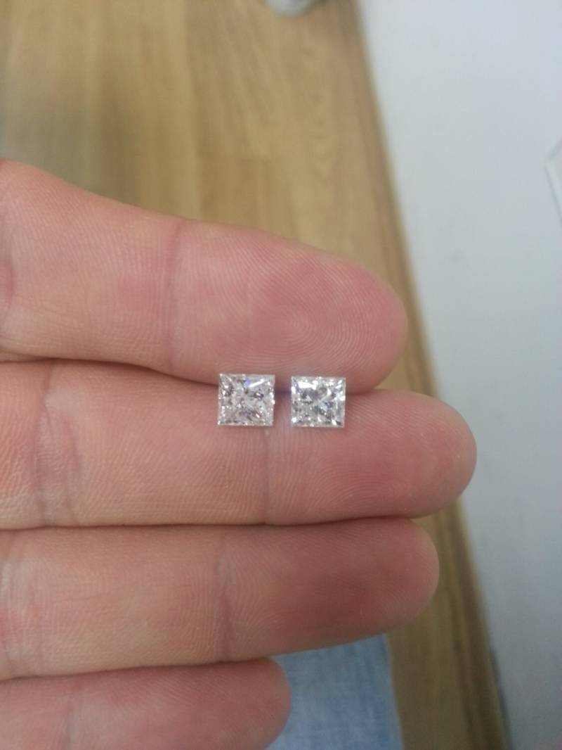 2, 89 Karat F Si2 Princess Diamant Ohrringe Limited Supply Schmuck Jubiläum Mode Große Farbe Und Größe Seltene Einzigartige von FineDesignsbyRaphael