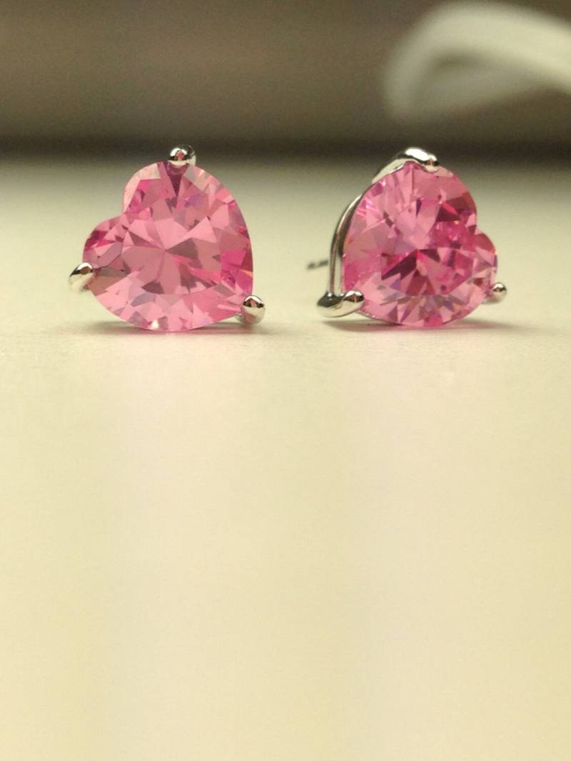 4.00 Ct.925 Sterlingsilber Pink Heart Shape-Ohrstecker 7mm, A Perfect Mother Day Gift, Spezielle Niedrigpreis, Limited Supply von FineDesignsbyRaphael