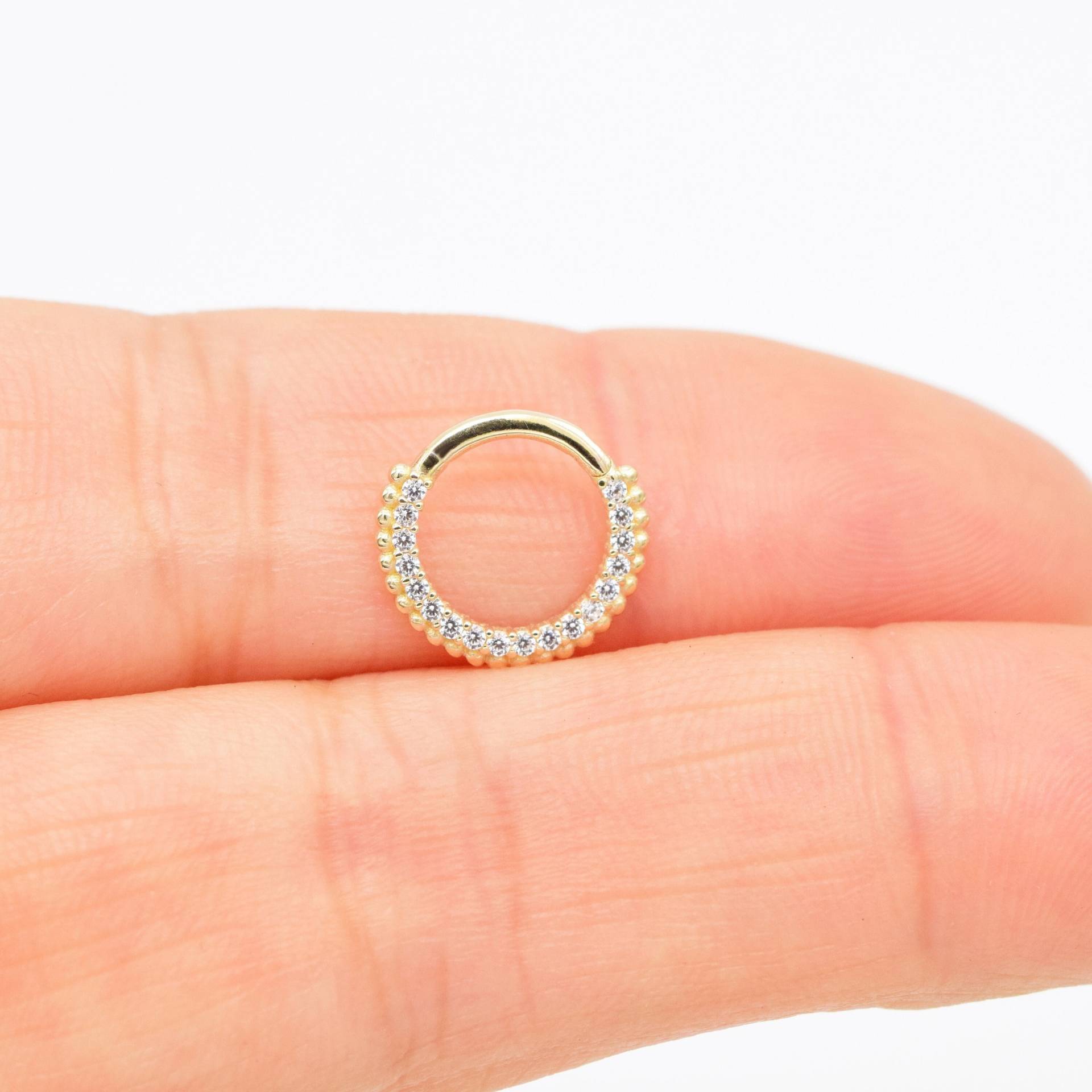 14K Solid Gold Zweireihig Perlen Nase Septum Ring Knorpel Hoop Ohrring Daith Tragus Helix Clicker Conch Piercing 16G 14K Solid Gold Zweireihig Perlen Nase Septum Ring Knorpel Hoop Ohrring Daith Tragus Helix Clicker Conch Piercing 16G von FineGoldPiercing