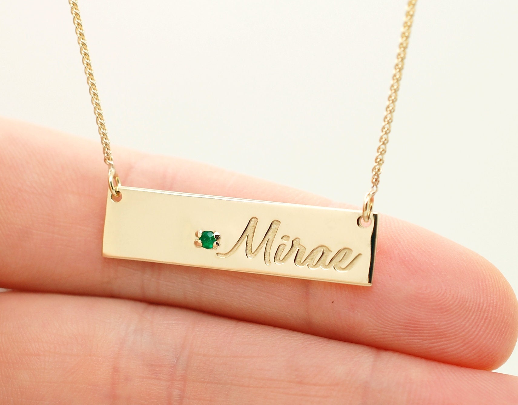 14K Gold Bar Halskette - Geschenk Benutzerdefinierte Handschrift Massivgold, Jubiläumsschmuck Und Verlobungsgeschenk Handgeschriebene Schrift von FineJewelrySavenko