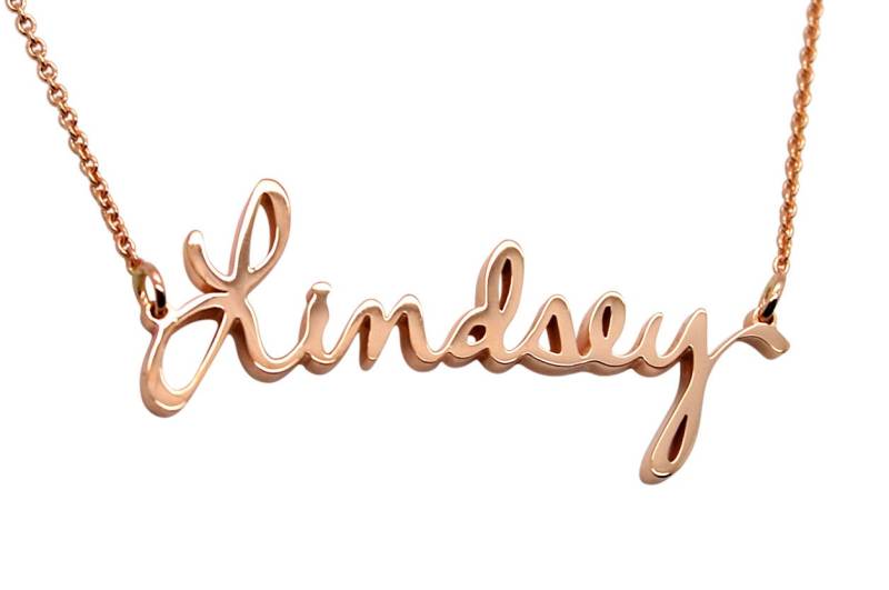 14K Rose Gold Halskette Handgeschriebene in Der Tatsächlichen Handschrift, Name Personalisierte Schmuck Weihnachtsgeschenke von FineJewelrySavenko