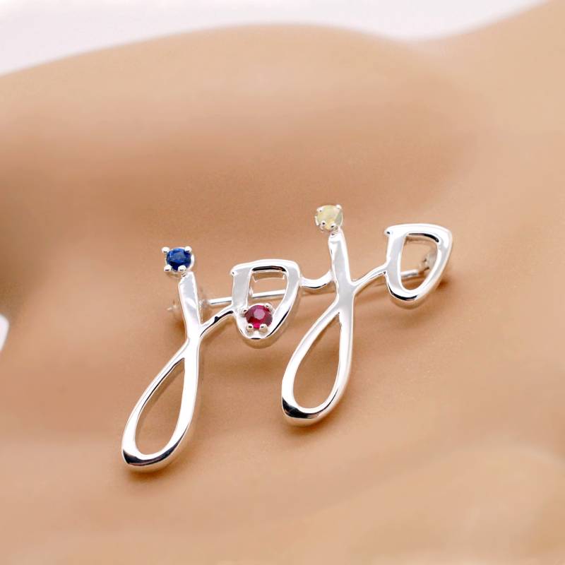 Benutzerdefinierte Birthstone Brosche Pin Sterling Silber Geschenk Personalisierte Schmuck Für Großmutter W Edelsteine Und Handschrift Sie Ihnen Benutzerdefinierte Birthstone Brosche Pin Sterling Silber Geschenk Personalisierte Schmuck Für Großmutter W Edelsteine Und Handschrift Sie Ihnen von FineJewelrySavenko