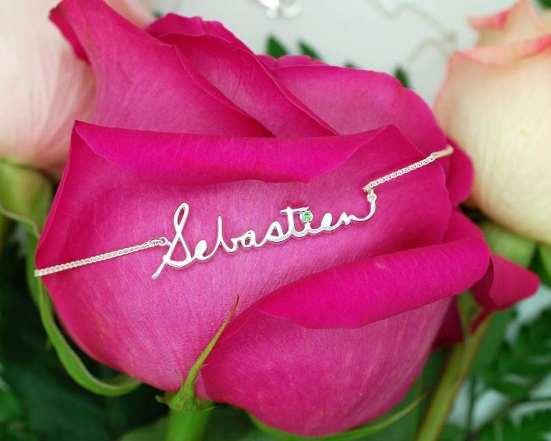 Handschrift Halskette Handgeschriebene Schrift in Ihrer Eigenen Benutzerdefinierte Name Wort Halskette, Sterling Silber Personalisiert von FineJewelrySavenko