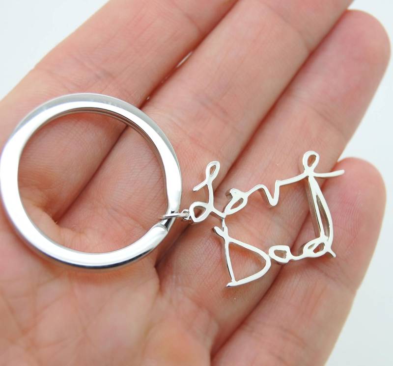 Herren Weihnachtsgeschenk Handgeschriebener Schlüsselanhänger, Sterling Silber Personalisieren Schlüsselanhänger Handschrift Geschenk Erinnerung von FineJewelrySavenko