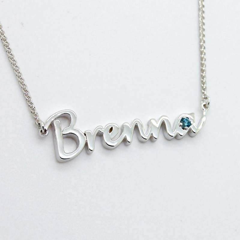 Namenskette Aus Sterlingsilber, Handgeschriebener Schrift Mit Geburtsstein Und Tatsächlicher Handschrift, Mutter-Weihnachtsgeschenk Der Tochter von FineJewelrySavenko