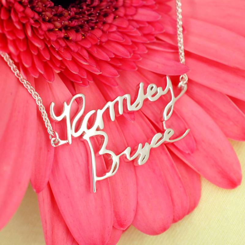 Personalisierte Mama Halskette Mit Kinder Handschrift Zwei Namen 2 Name Personalisierte Schmuck von FineJewelrySavenko