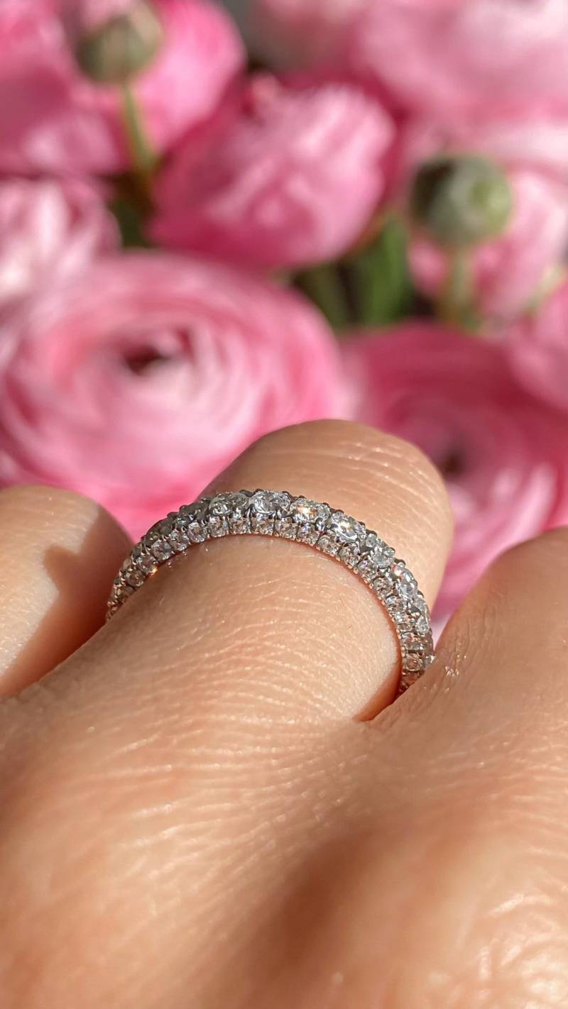 1.50Ct Diamant 3 D Prong Jubiläumsring 3/4 Eternity Bands Stapelbare Ringe Platin 18K 14K Weiß Gelb Rose Gold von FineJewlers