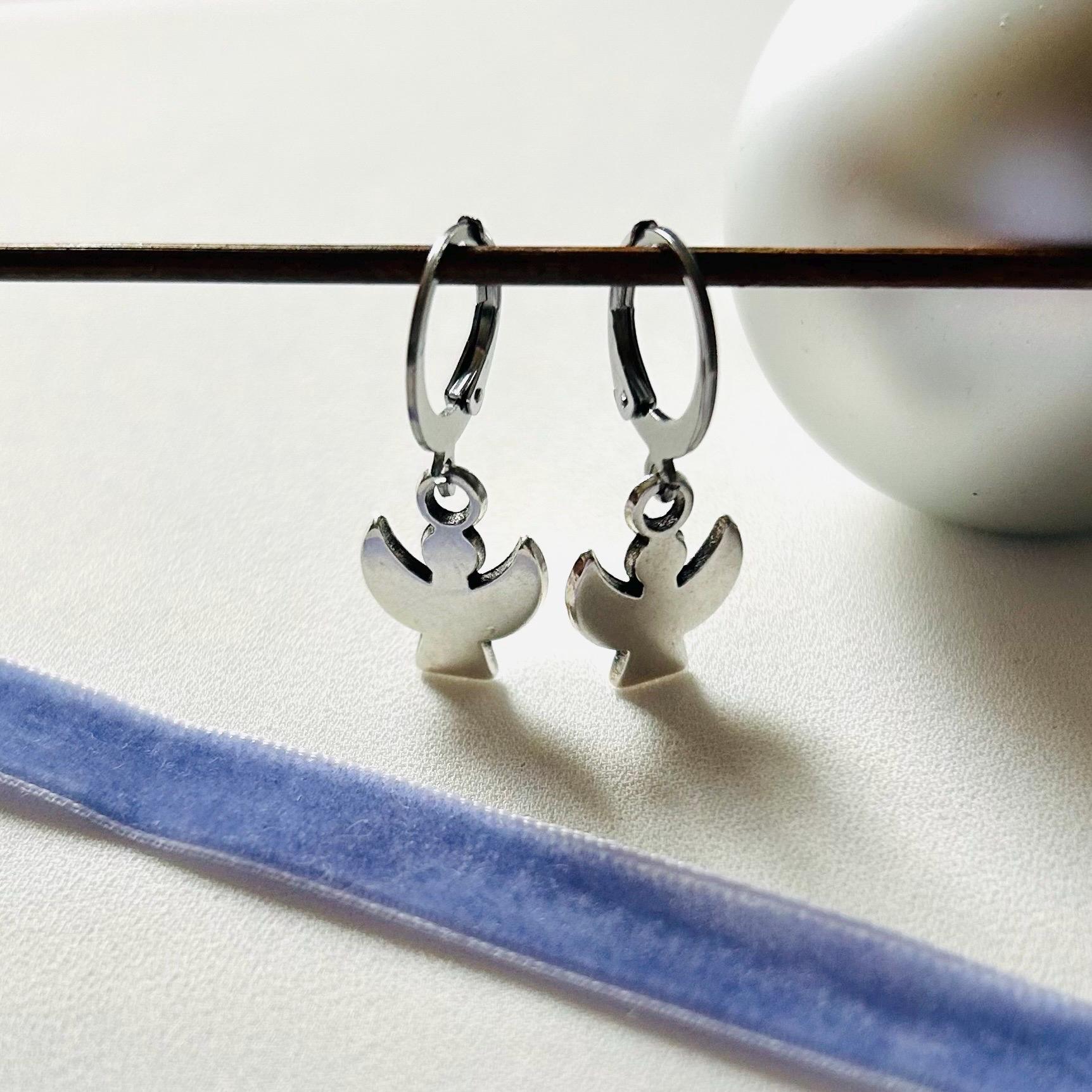 Engel Ohrringe | Xmas Silber Creolen Hängeohrringe Weihnachtsschmuck von FineLineHH