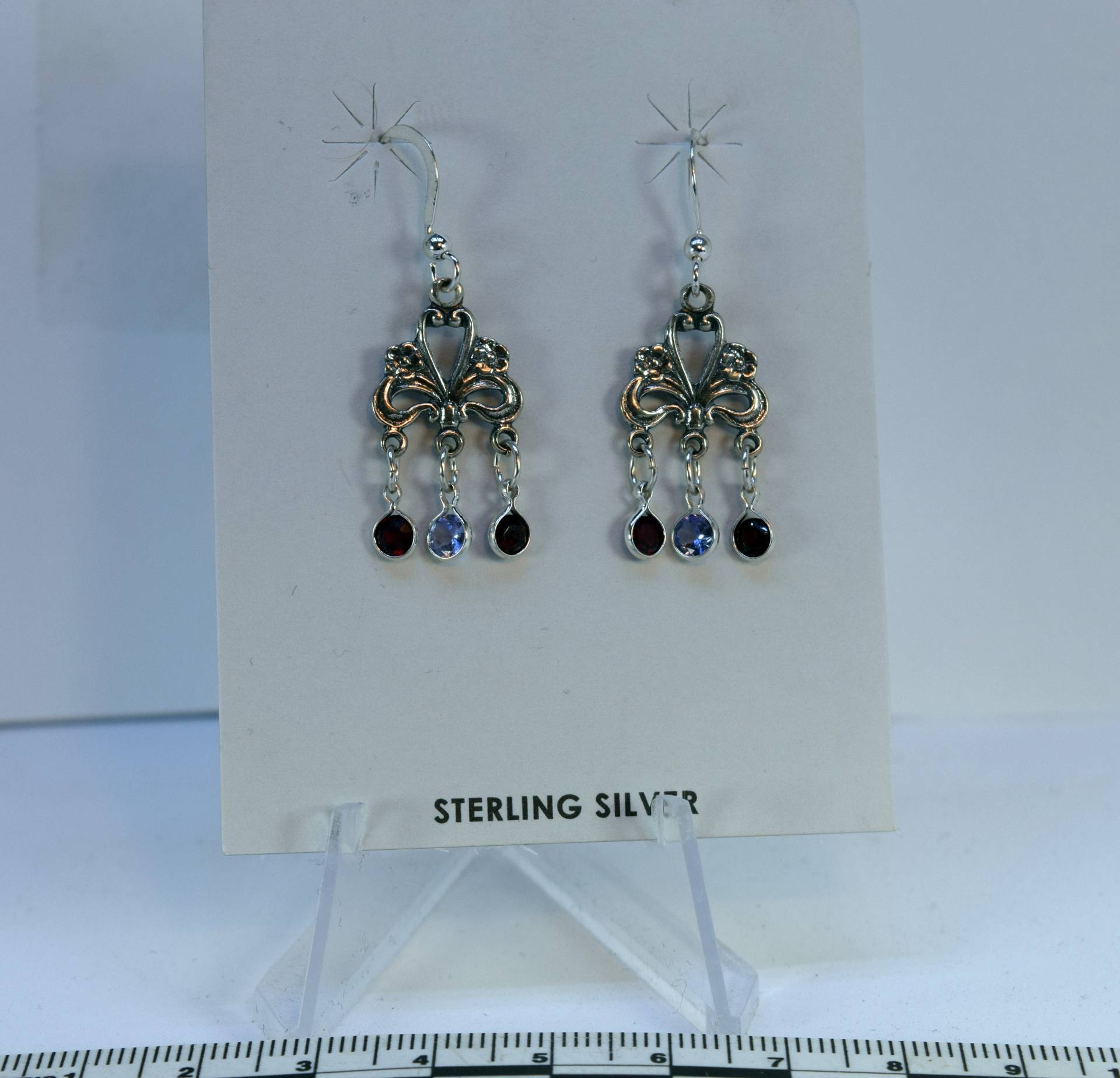 Tansanit Und Granat Kronleuchter 925 Silber Ohrringe von FineLineProducts