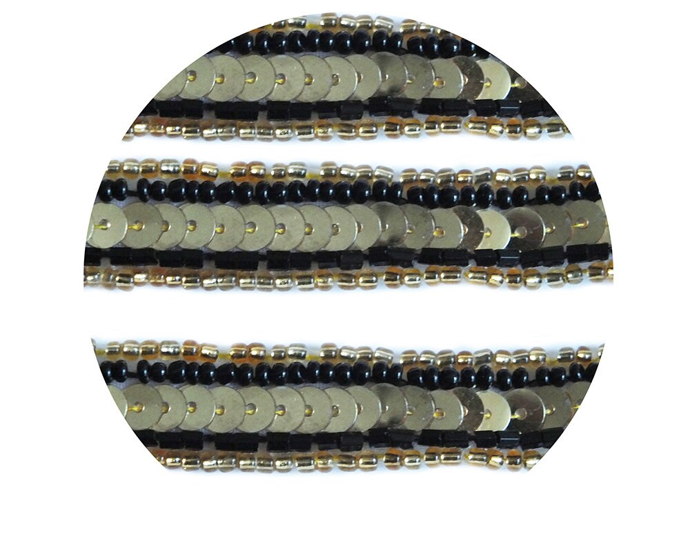Perlen Borte Gold Pailletten Schwarz Goldperlen 1/2" Breit 3 X 1 Meter Längen Perlen Borte Gold Pailletten Schwarz Goldperlen 1/2" Breit 3 X 1 Meter Längen von FineSequins