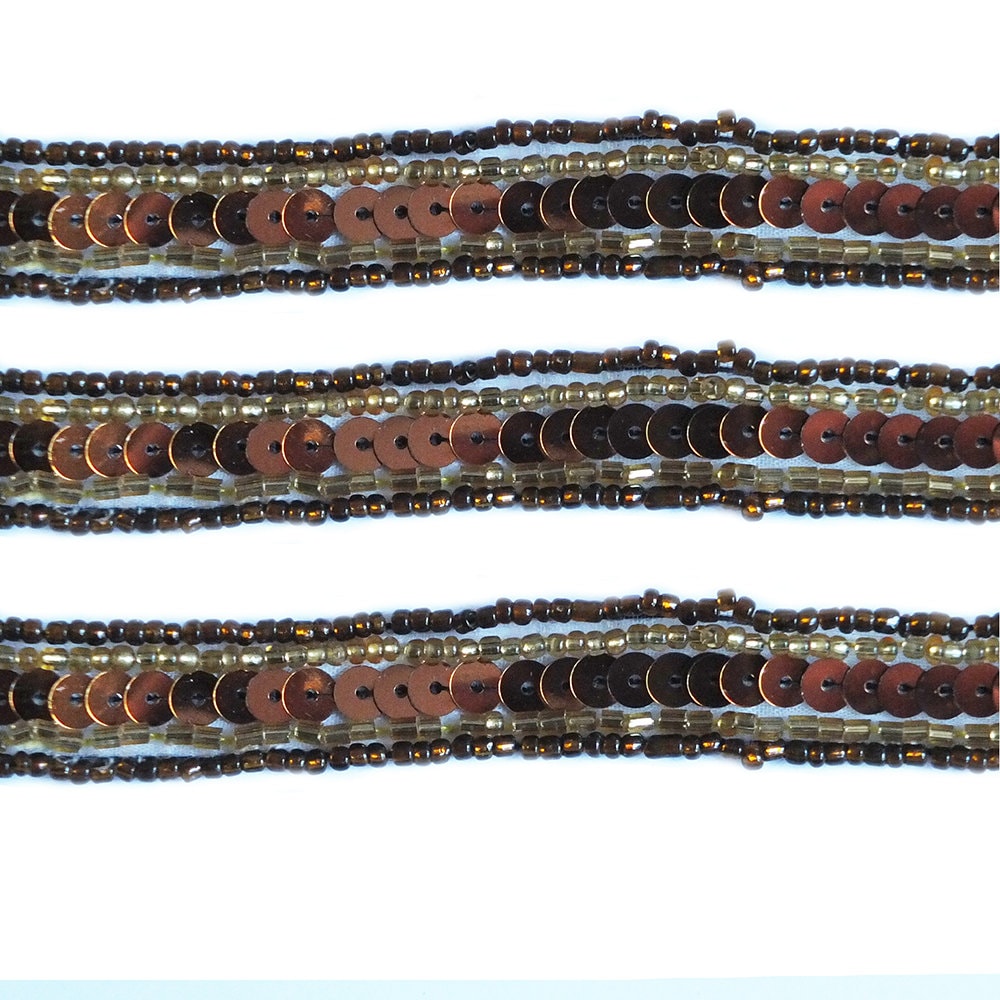 Perlen Trim Bronze Pailletten Braun Gold Glas Rocailles 1/2 "Breit 3 X 1 Yard Längen Perlen Trim Bronze Pailletten Braun Gold Glas Rocailles 1/2 "Breit 3 X 1 Yard Längen von FineSequins
