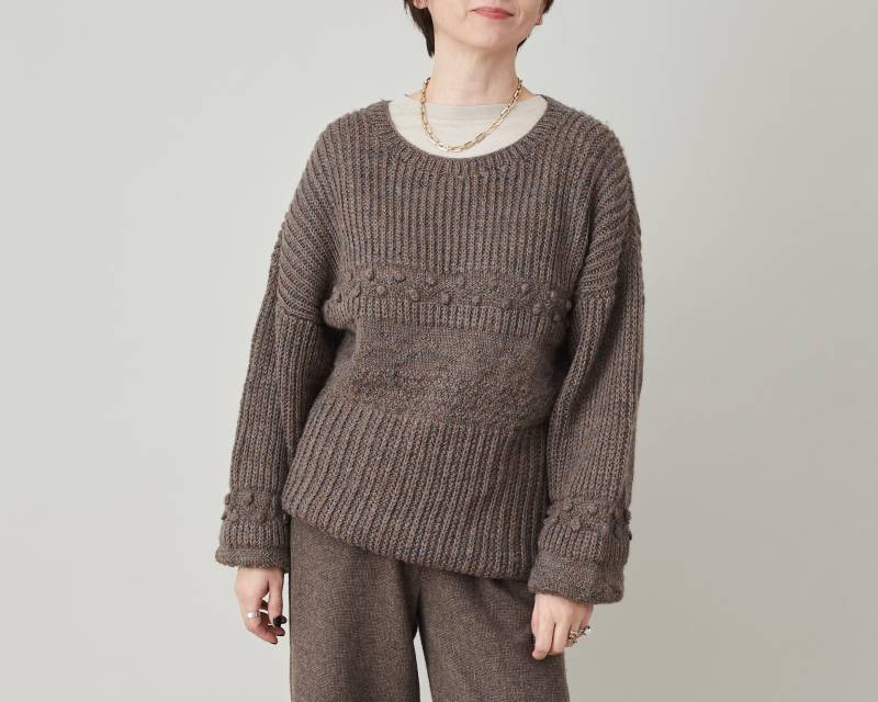 Vintage Wollpullover Für Frauen Größe L | Braune Wolle Handgestrickter Pullover - Ftv1266 von FineThee