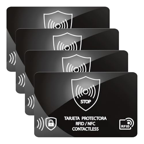 RFID Blocking Card, 4 Pack Credit Card Protector, Card Blocker for Contactless Cards, Anti-Theft RFID Debit Cards Holder, Bank Armoured Cards Protection for Wallets, Slim NFC Blocker for Purse von Finehenchi