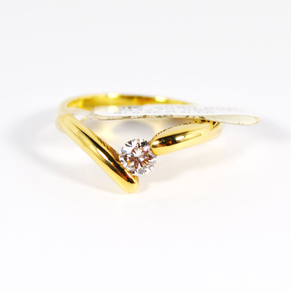 585 Gelbgold Ring Mit Brillant 0, 32Ct. Si/Tw Gr.54 Made in Germany von FinejewelsFrankfurt