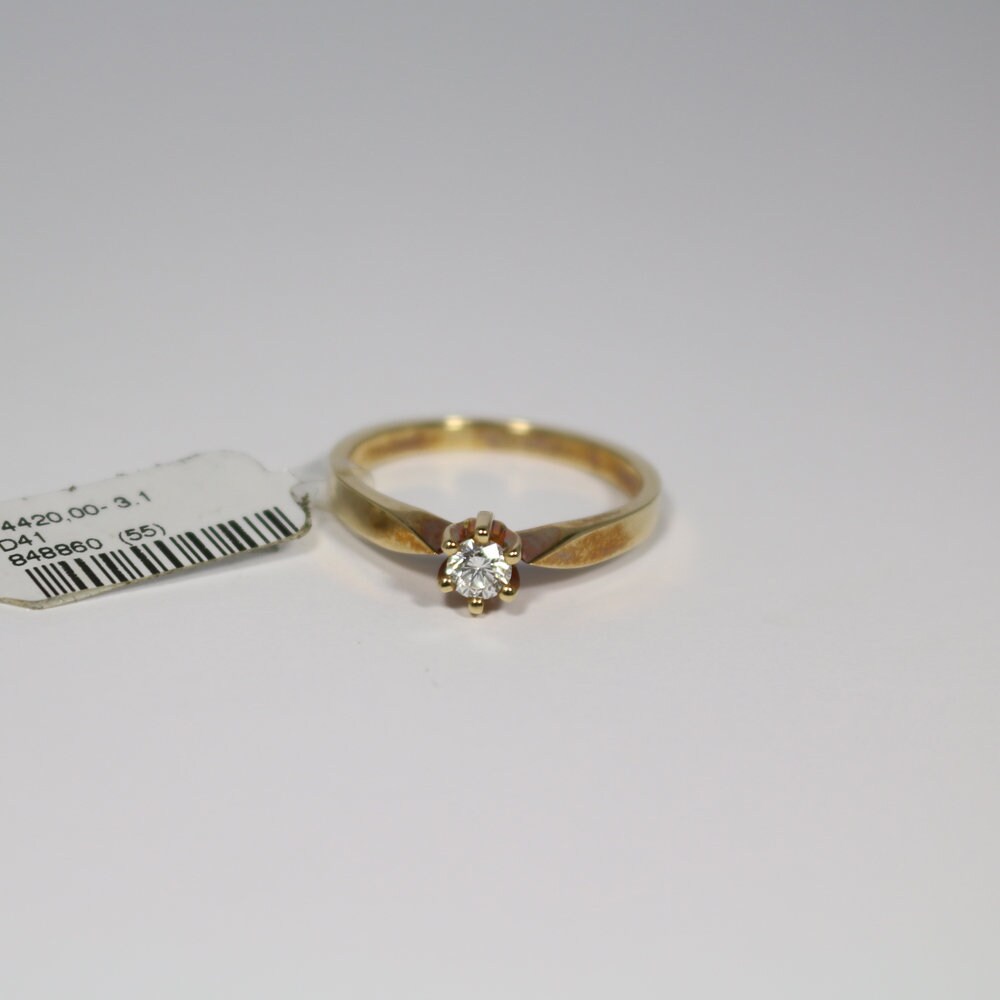 585 Goldring Mit Einem Brillanten 0, 18Ct. Si/Tw Gr.53 Made in Germany von FinejewelsFrankfurt