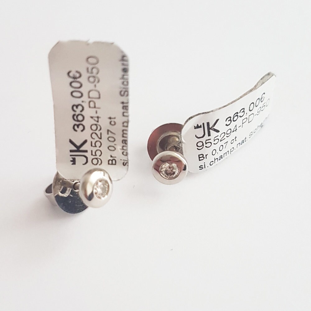 Palladium 950 Ohrstecker Mit 2 Brillanten 0, 14Ct Si/Champagner, Natur. Made in Germany von FinejewelsFrankfurt