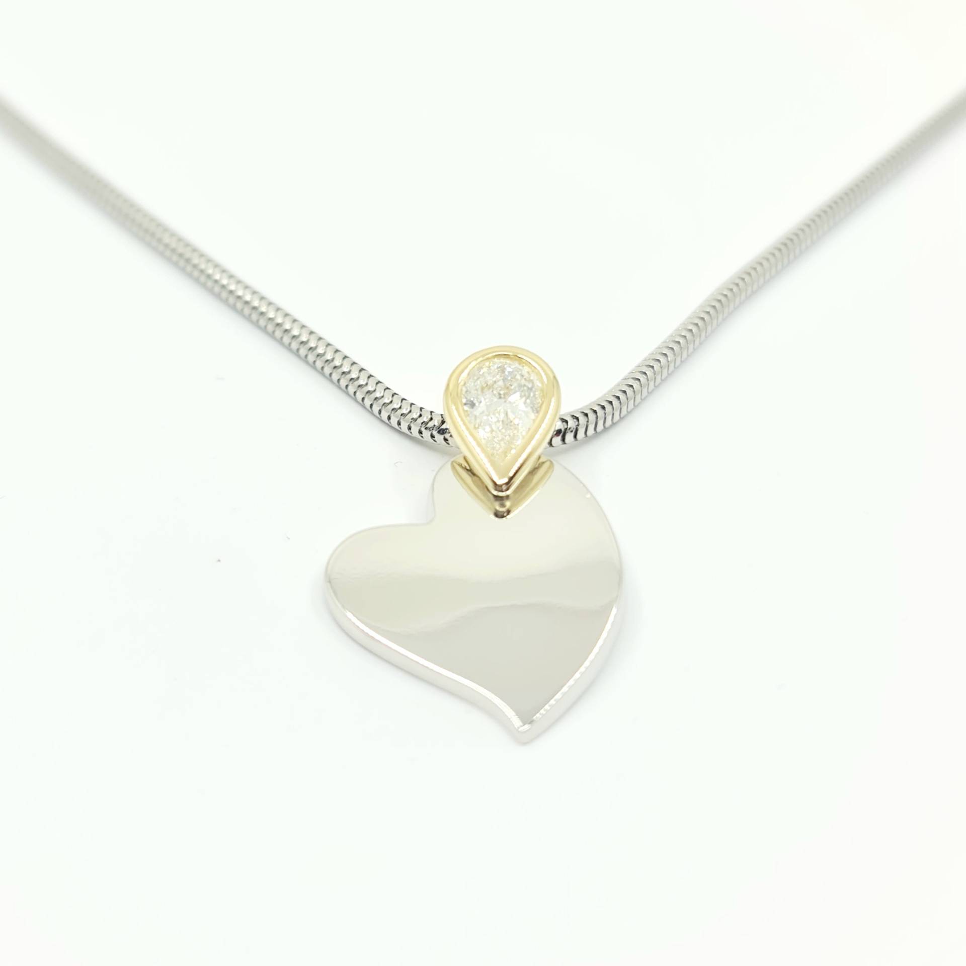 Platin 950/Gold 750 Halskette Mit Diamant 0, 68Ct Pi.1/W. Hrd Antwerp Zertifikat. Made in Germany von FinejewelsFrankfurt