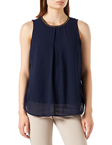 Finejo Damen Chiffon Bluse Sommer Ärmellos T-Shirt Hemd Frauen Elegant Loose Tank Tops Blau XL von Finejo