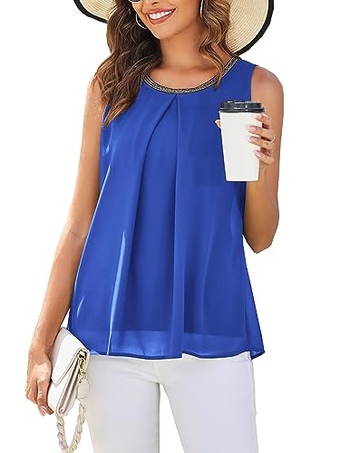 Finejo Damen Sommer Sexy Ärmellos Shirt Crop Tops Damen Mode Rundhals Bluse Mode Camisole Tank Blue S von Finejo