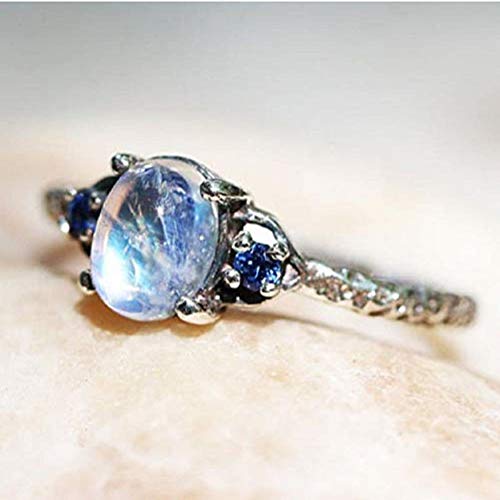 Finemall Einfacher 925er Silber-Mondstein-Ring für Damen, Verlobungsring, Hochzeit, Versprechen, Bandring, Größe 6–10, US 7, Silber, Mondstein Finemall Einfacher 925er Silber-Mondstein-Ring für Damen, Verlobungsring, Hochzeit, Versprechen, Bandring, Größe 6–10, US 7, Silber, Mondstein von Finemall