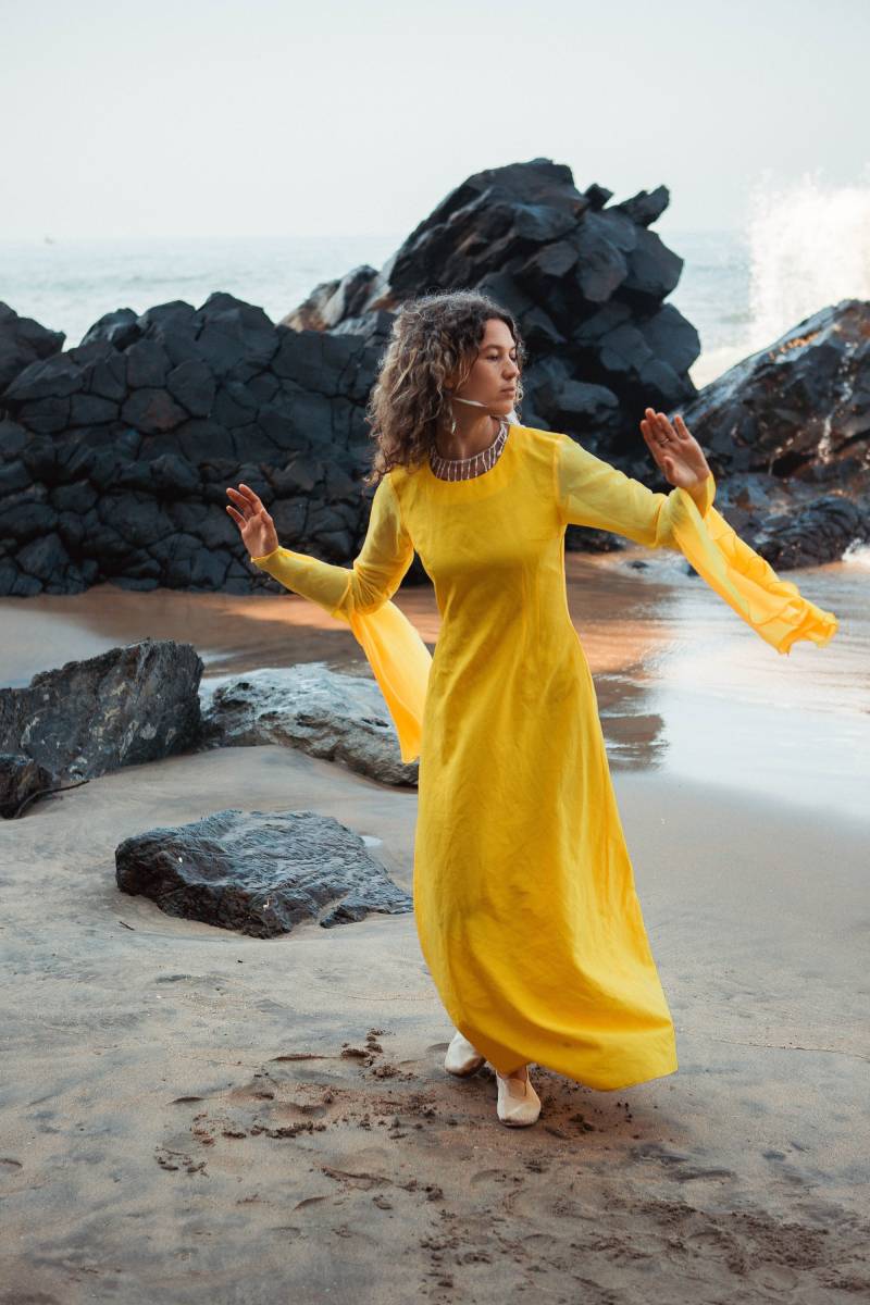 Gelbes Kleid, Maxikleid von AnnaWhirling