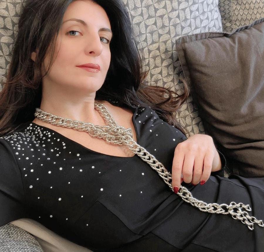 Grobstrick Silber Sparkle Kette Lariat Halskette Glamouröse Krawatte Grobstrick Silber Sparkle Kette Lariat Halskette Glamouröse Krawatte von Finerblack