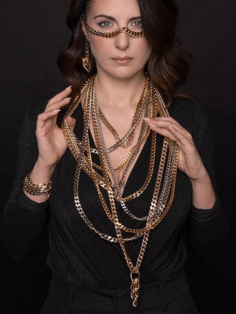 statement Multi Chain Necklace Zweifarbige Kaskaden-Party-Halskette statement Multi Chain Necklace Zweifarbige Kaskaden-Party-Halskette von Finerblack