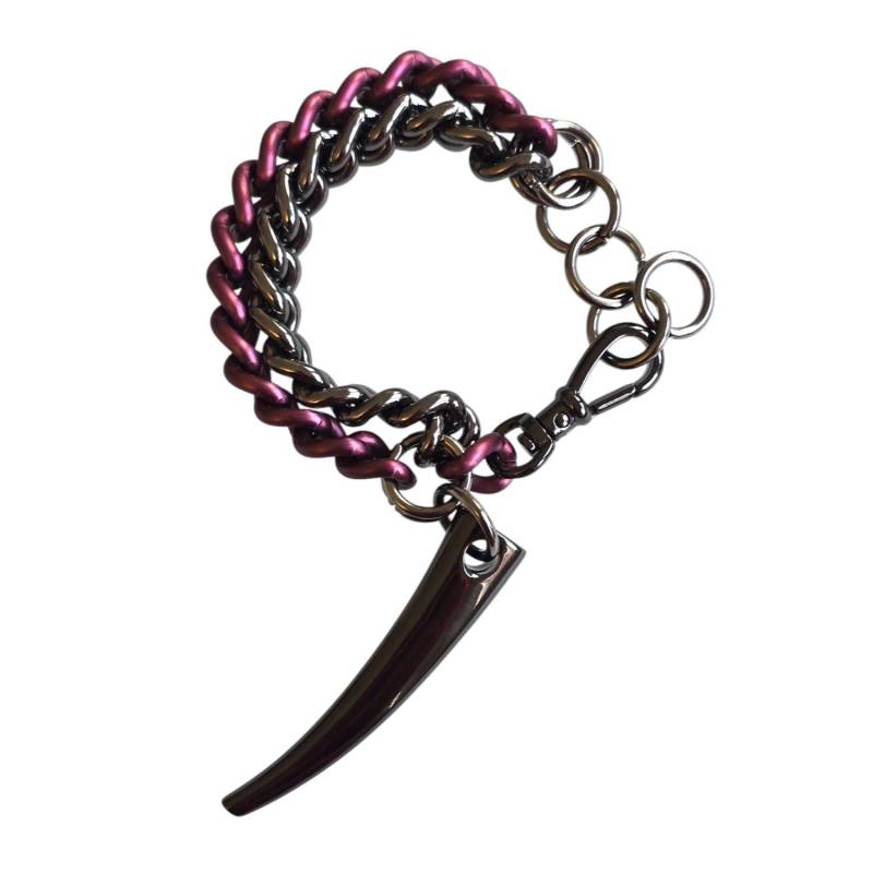 Flieder & Gunmetal Kettenarmband Gothic Punk Horn Anhänger Armspange Flieder & Gunmetal Kettenarmband Gothic Punk Horn Anhänger Armspange von Finerblack