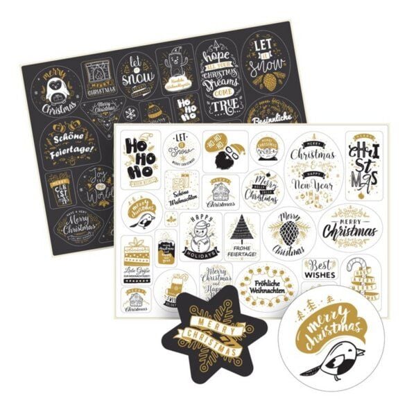 Fines Papeterie 50 Aufkleber WEIHNACHTEN * Sticker auf 2 Bögen * unterschiedliche Motive von Fines Papeterie