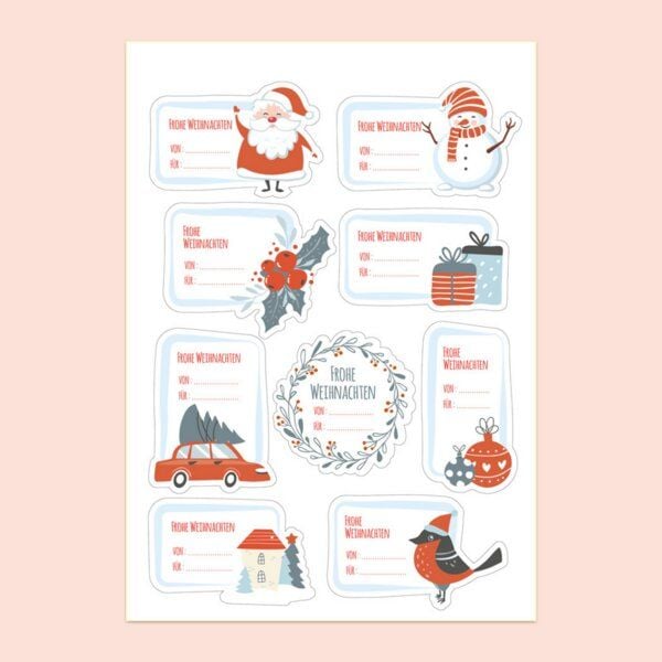 Fines Papeterie 9 Weihnachtssticker SCANDI für Geschenke von Fines Papeterie