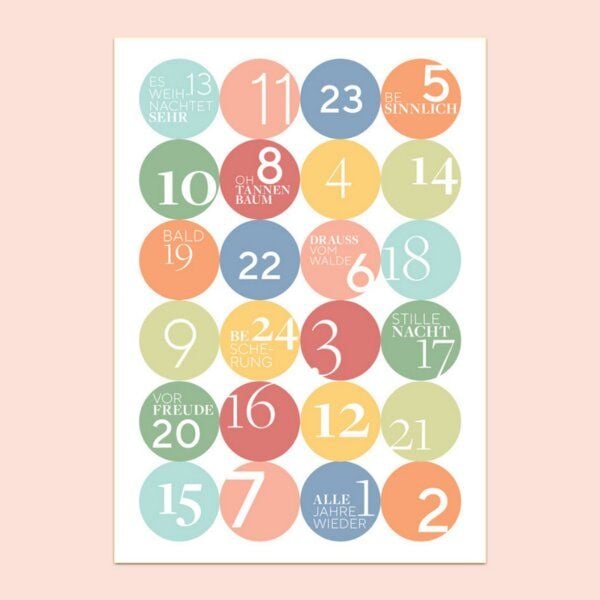 Fines Papeterie Zahlen Sticker für Adventskalender mit verschiedenen Motiven von Fines Papeterie