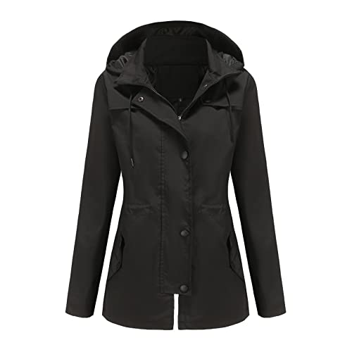 Finetyu Regenjacke Damen Fahrrad Wasserdichte, Leichte Regenjacke für Damen, Aktiver Outdoor Regenmantel mit Kapuze Softshelljacke Fahrradjacke Sommerjacke Windjacke von Finetyu