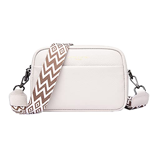 Handtasche Damen Umhängetasche Crossbody Bag Elegante Moderne Taschen mit Abnehmbarem Schultergurt Schultertasche Bauchtasche Handytasche (A-White, One Size) von Finetyu