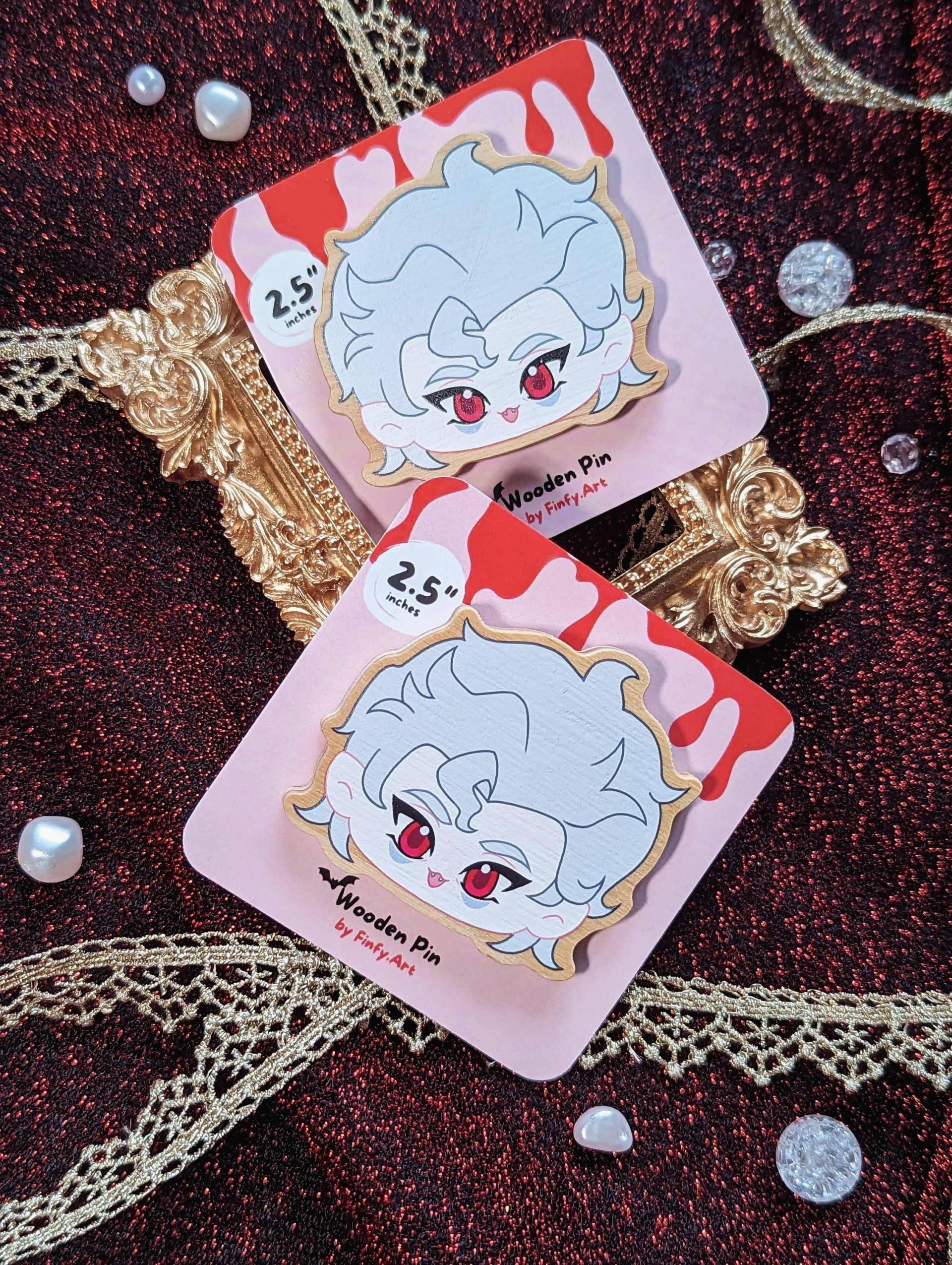 Baldurs Gate 3 - 2.5" Astarion Holz Pin & 3"Glitter Sticker von FinfyART