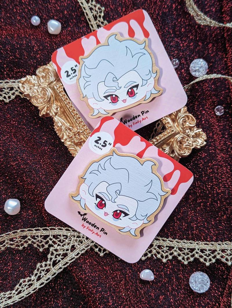 Baldurs Gate 3 - 2.5" Astarion Holz Pin & 3"Glitter Sticker von FinfyART