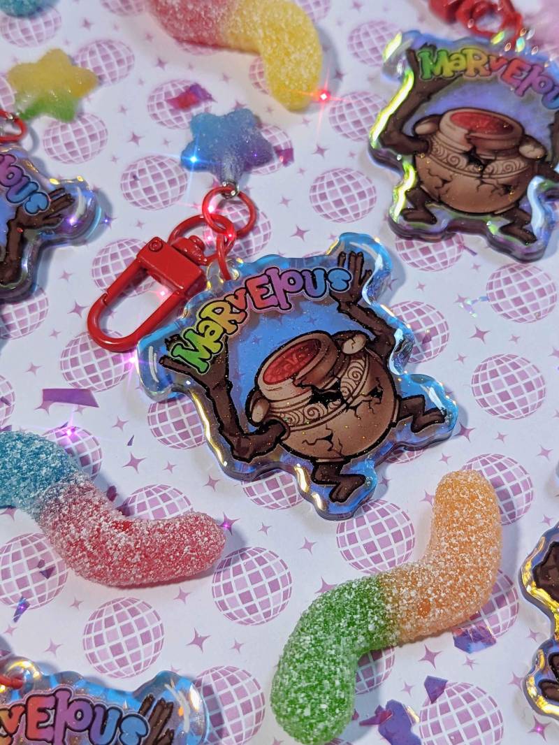 Elden Ring - Iron Fist Alexander 5 cm Regenbogen Acrylic Glitter Epoxy Schlüsselanhänger & Sand Frosted 3 Sticker von FinfyART