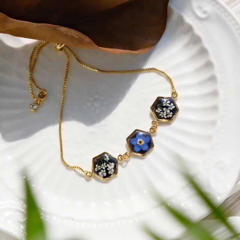 Echte Vergissmeinnicht Blumen Armband Handgemachte Perlen Schmuck Geschenke Für Sie von FingertipGarden