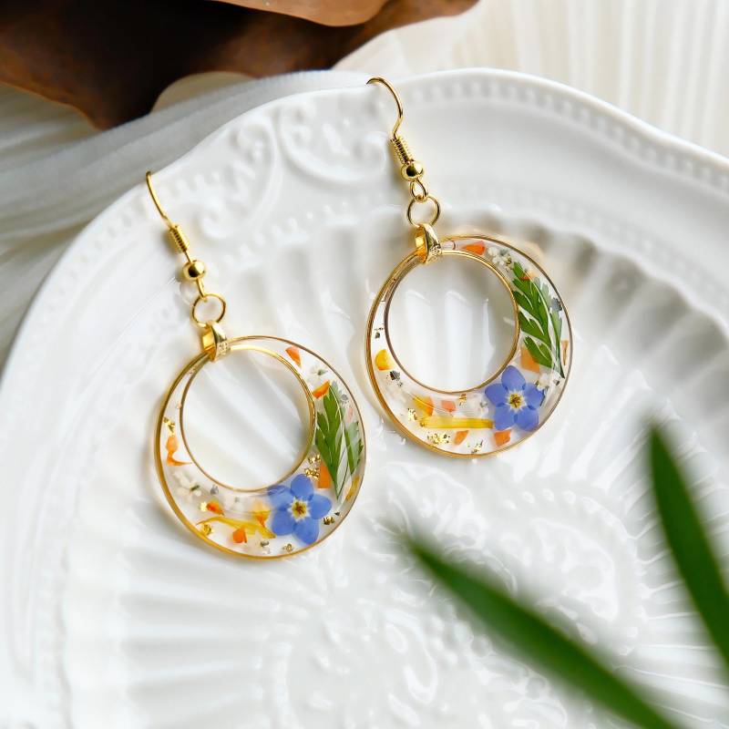 Echte Vergissmeinnicht Blumen Harz Ohrringe Handgepresste Tropfen Schmuck, Geschenke Für Sie von FingertipGarden