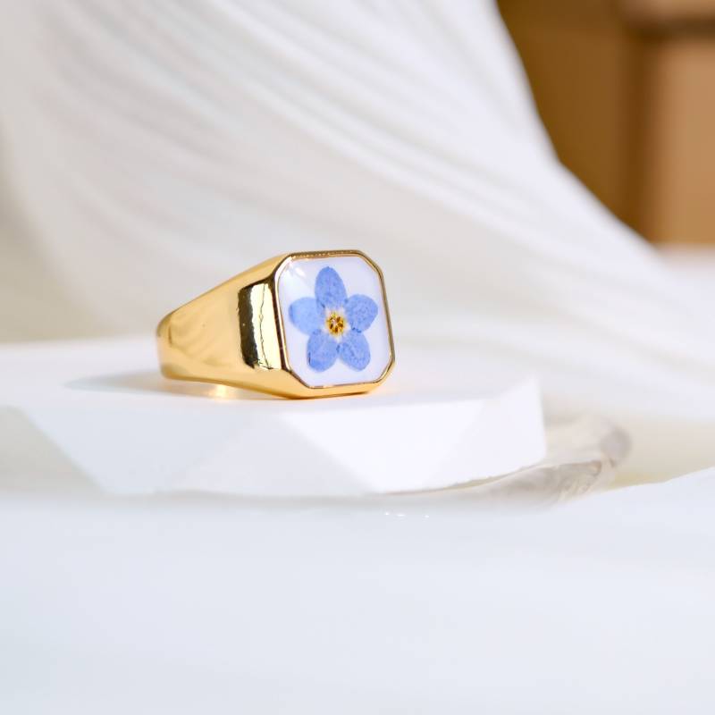 Echte Vergissmeinnicht Blumen Harz Ring Einstellbar Handgepresste Ringe, Geschenke Für Sie von FingertipGarden