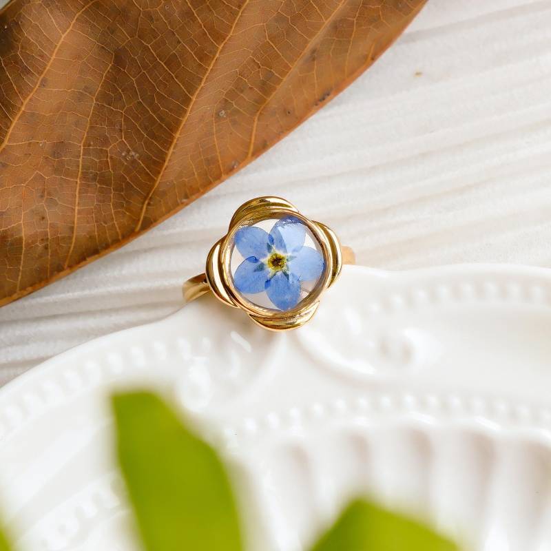Echte Vergissmeinnicht Blumen Ring Verstellbar Handgemachte Gepresste Schmuck Geschenke Für Sie von FingertipGarden
