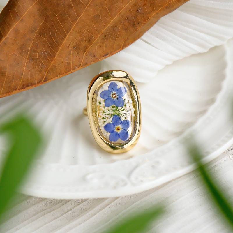 Handgemachte Vergissmeinnicht Blumen Harz Ring Verstellbare Getrocknete Schmuck Geschenke Für Sie Handgemachte Vergissmeinnicht Blumen Harz Ring Verstellbare Getrocknete Schmuck Geschenke Für Sie von FingertipGarden