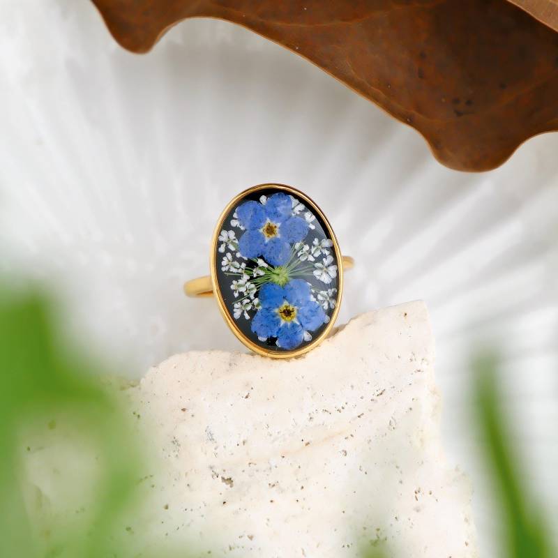 Handgemachte Vergissmeinnicht Harz Ring Verstellbare Getrocknete Blumen Statement Schmuck Geschenke Für Sie Handgemachte Vergissmeinnicht Harz Ring Verstellbare Getrocknete Blumen Statement Schmuck Geschenke Für Sie von FingertipGarden
