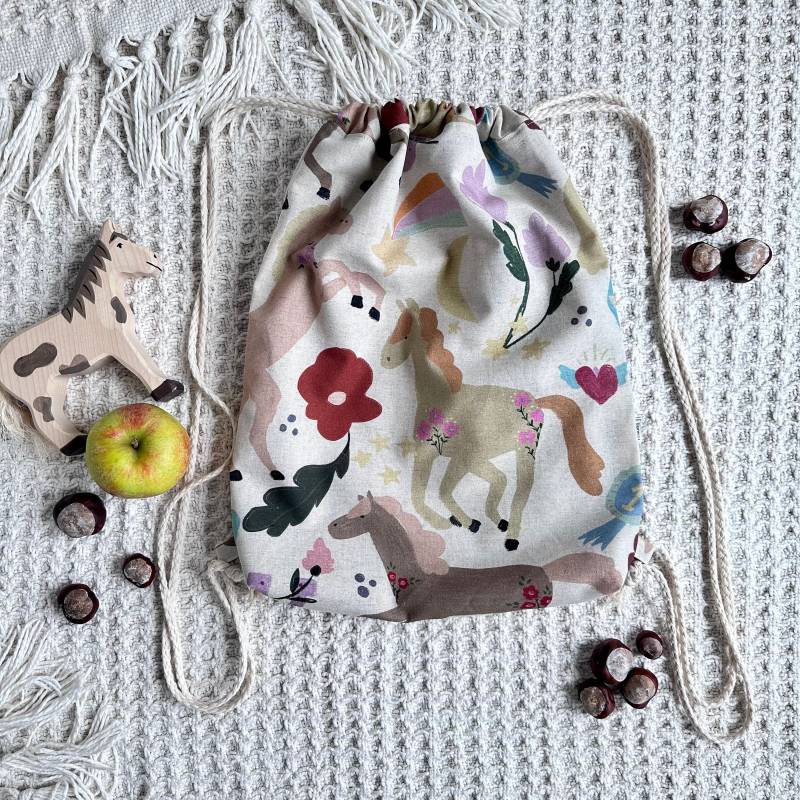 Turnbeutel Mit Pferden Für Kinder Und Erwachsene, Geschenkidee Pferde Fans von FingerundFadenShop