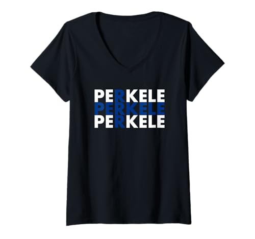 Damen Perkele Finnland Flagge Finish Suomi Lustiger Teufel T-Shirt mit V-Ausschnitt Damen Perkele Finnland Flagge Finish Suomi Lustiger Teufel T-Shirt mit V-Ausschnitt von Finish Perkele Apparel