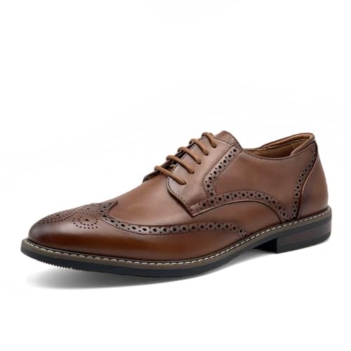 Finishing & Sewing Herren Brogue Oxford Schnürschuhe, Braunes Leder, Klassischer Wingtip-Design (Braun, Erwachsene, Herren, 42, Numerisch, EU Schuhgrößensystem, M) von Finishing & Sewing